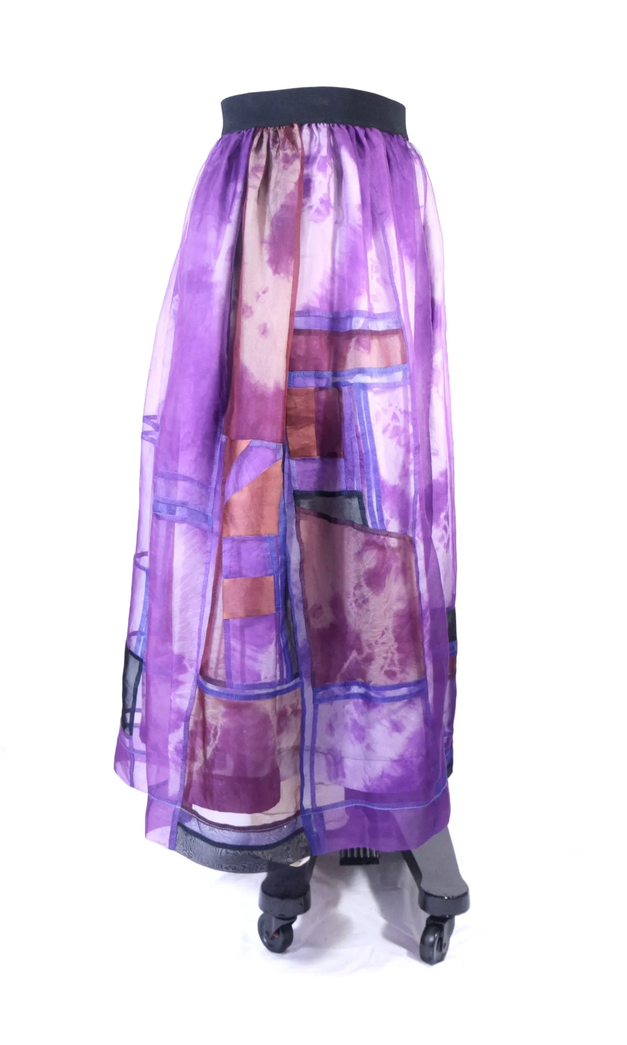 Plus Size Purple Patchwork Silk Organza Skirt