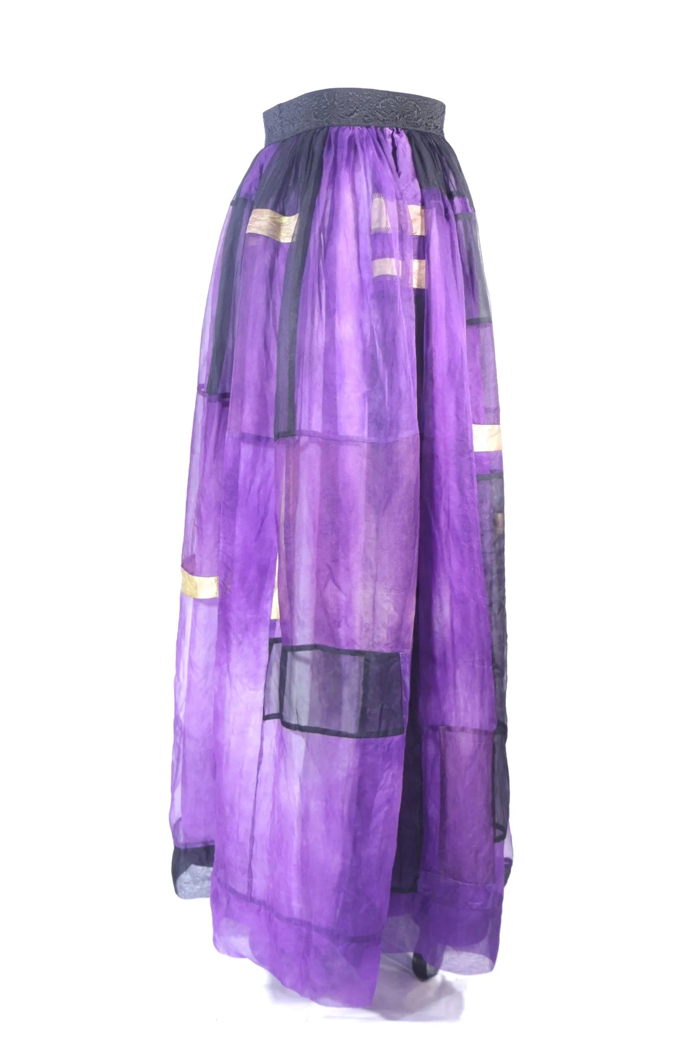 Plus Size Purple Patchwork Silk Organza Skirt