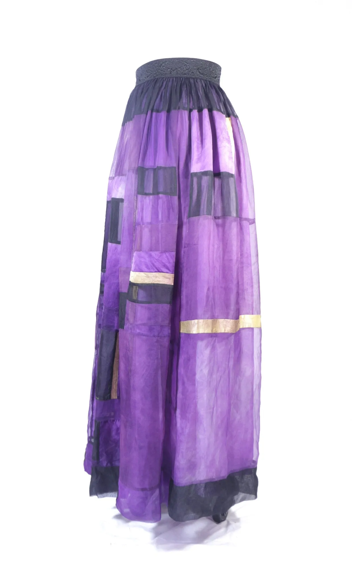 Plus Size Purple Patchwork Silk Organza Skirt