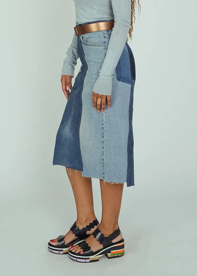 Rentrayage Two Tone Denim Skirt