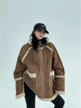 Shearling-Lined Oversized Hooded Coat