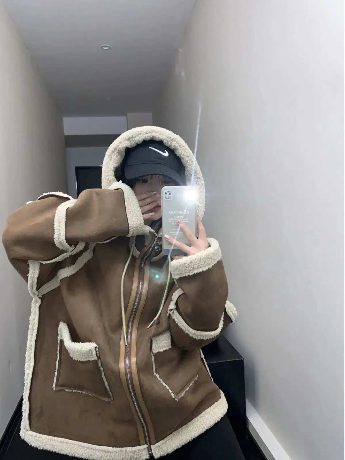 Shearling-Lined Oversized Hooded Coat