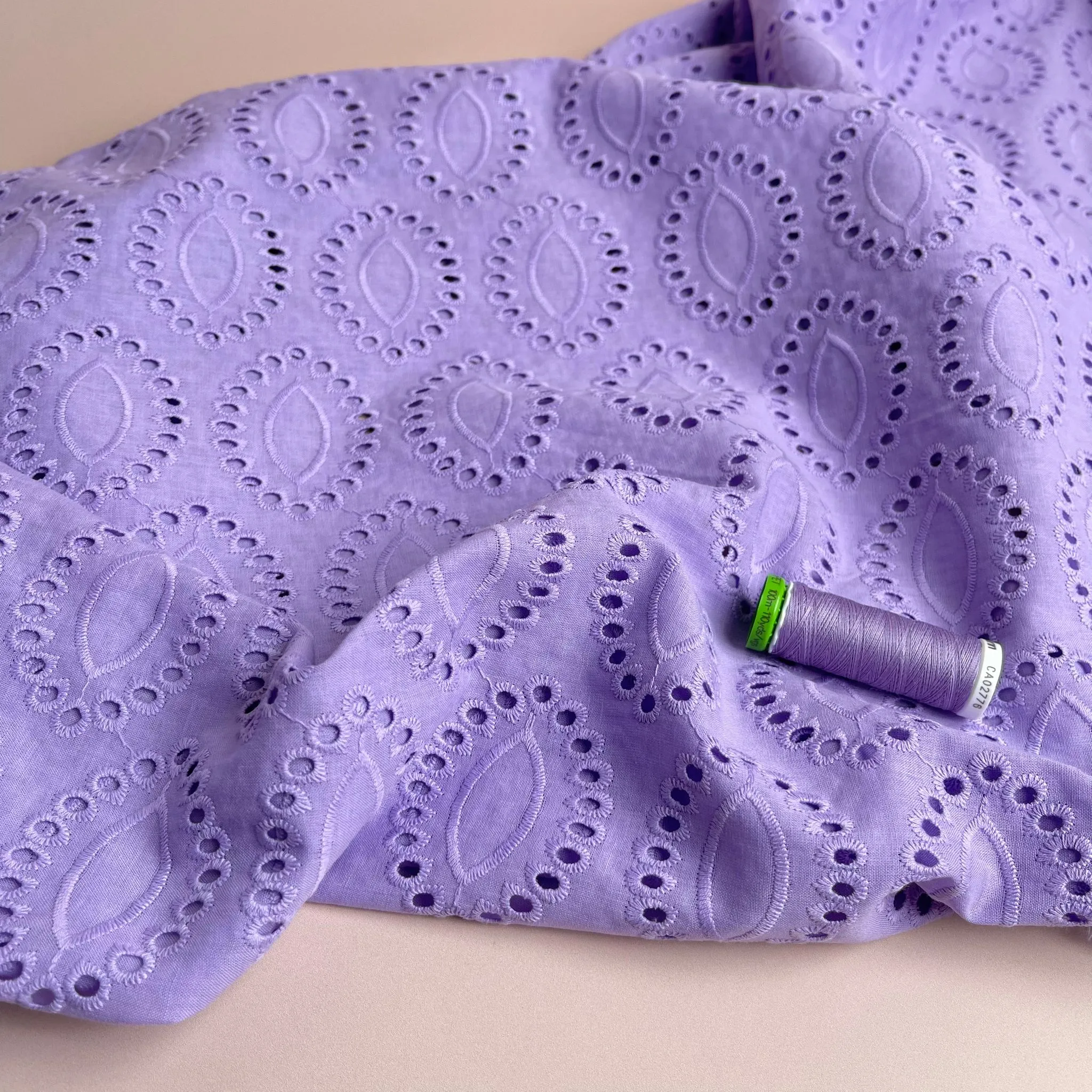 Sweet Lilac Cotton Broderie Anglaise Fabric