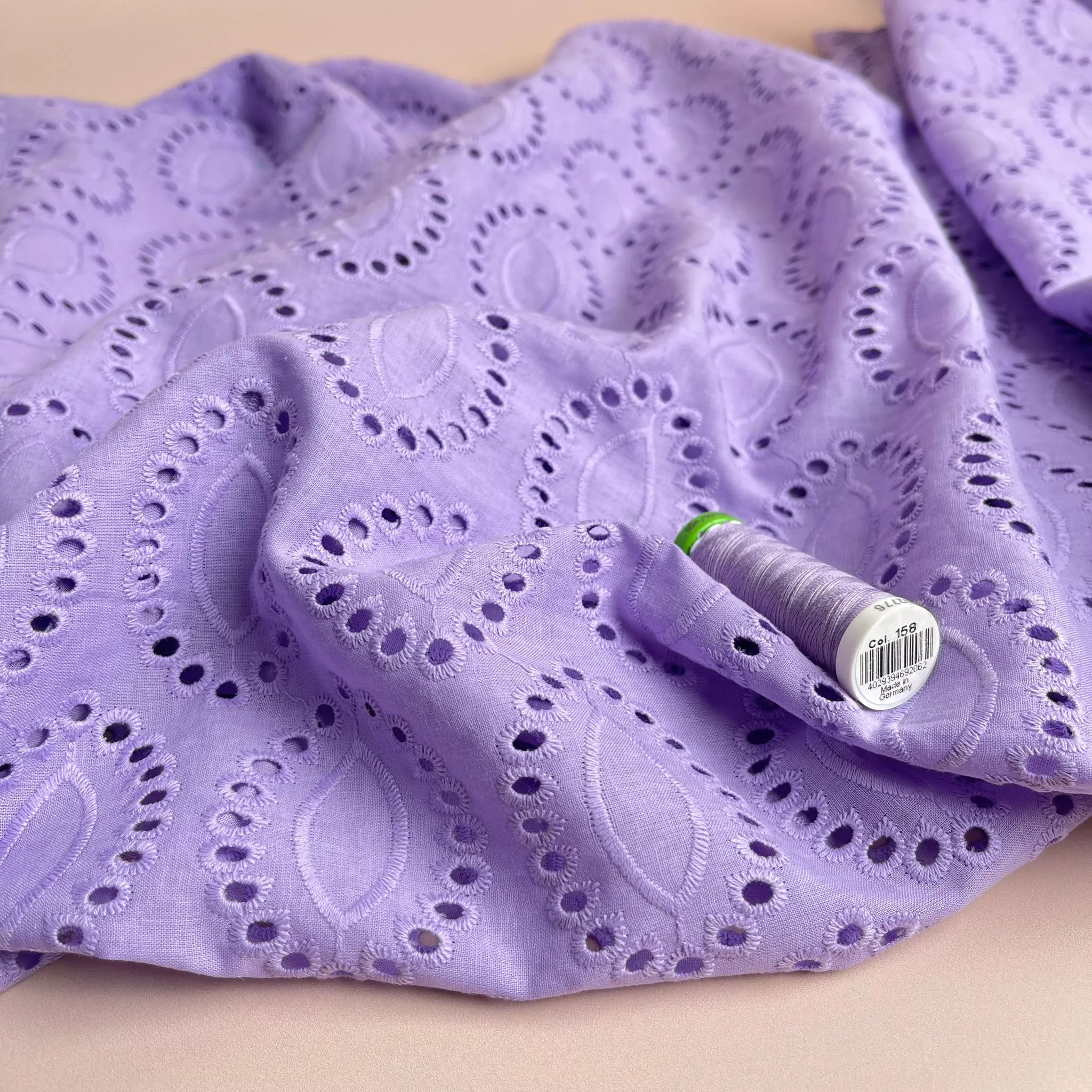 Sweet Lilac Cotton Broderie Anglaise Fabric