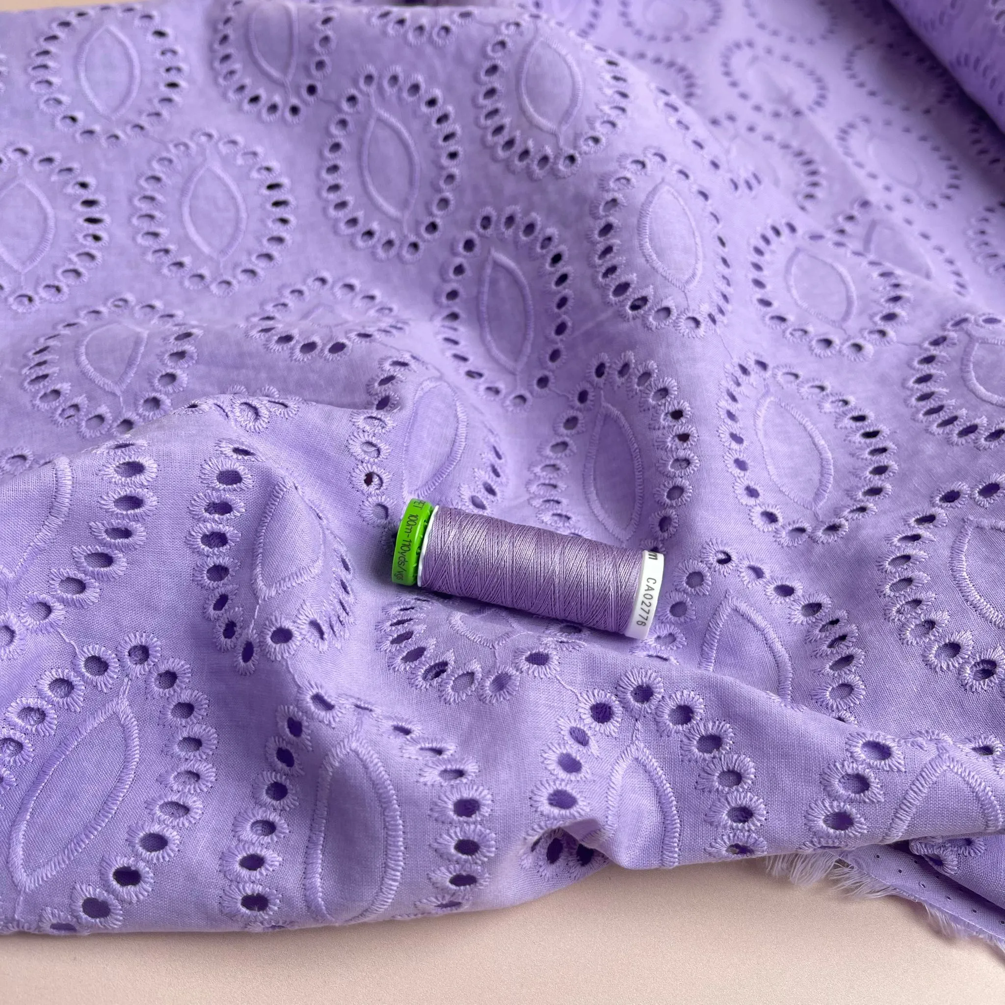 Sweet Lilac Cotton Broderie Anglaise Fabric