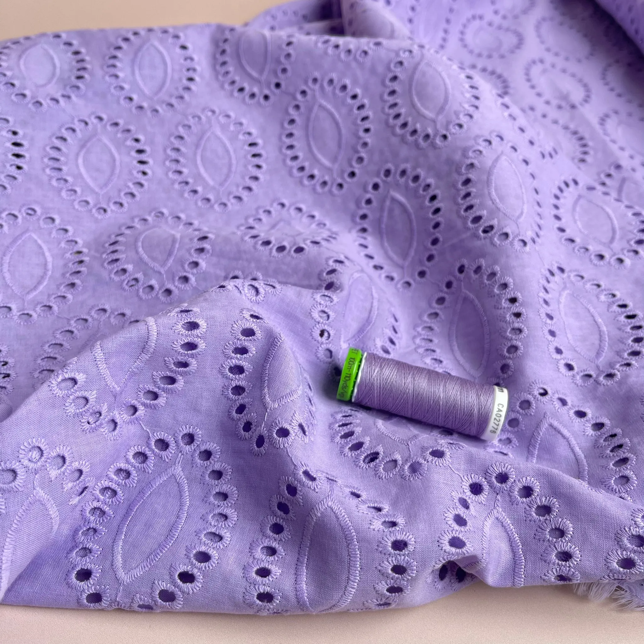 Sweet Lilac Cotton Broderie Anglaise Fabric