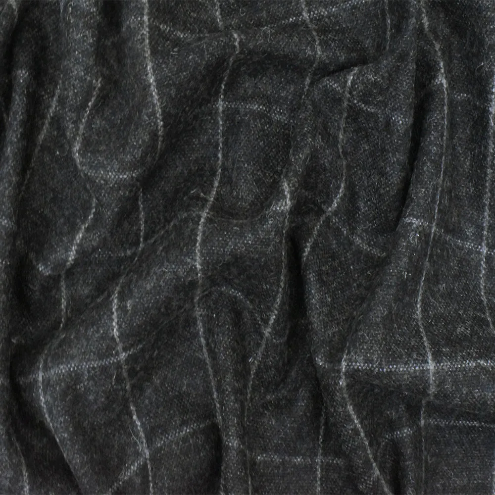 Vintage Black-Gray Check Wool-Cotton Woven Jacketing Fabric